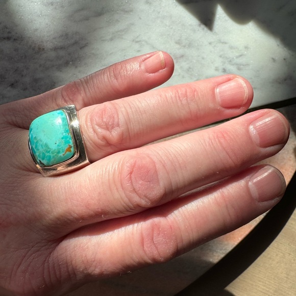 Beautiful real turquoise silver ring ~ - Picture 2 of 13